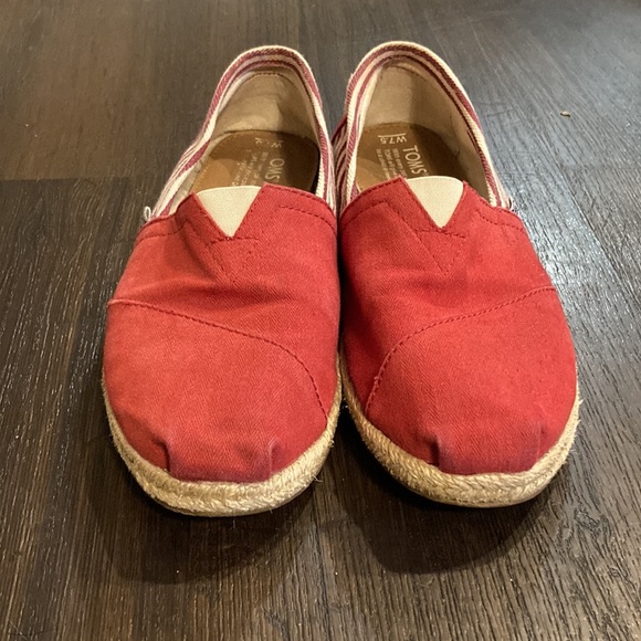 TOMS Red Striped Alpargata Rope Espadrille Flats - Picture 5 of 7